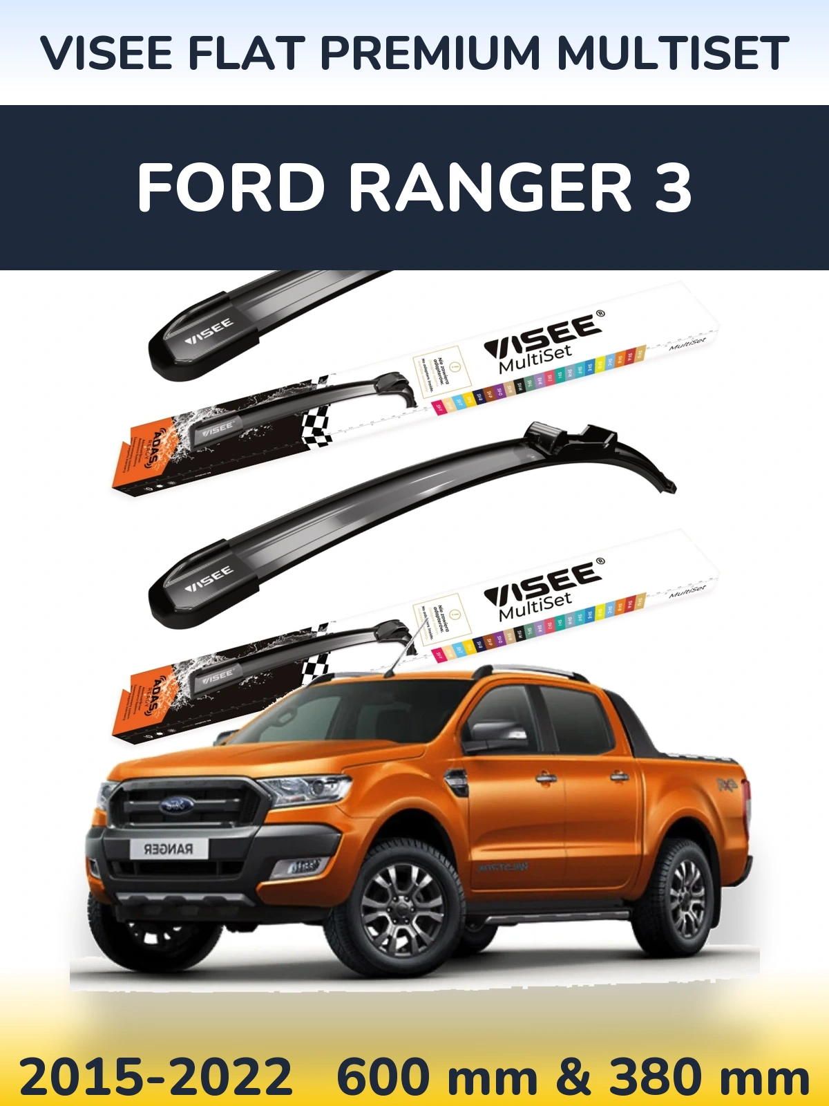 Torkarblad VISEE FLAT PREMIUM MultiSet för Ford Ranger 3