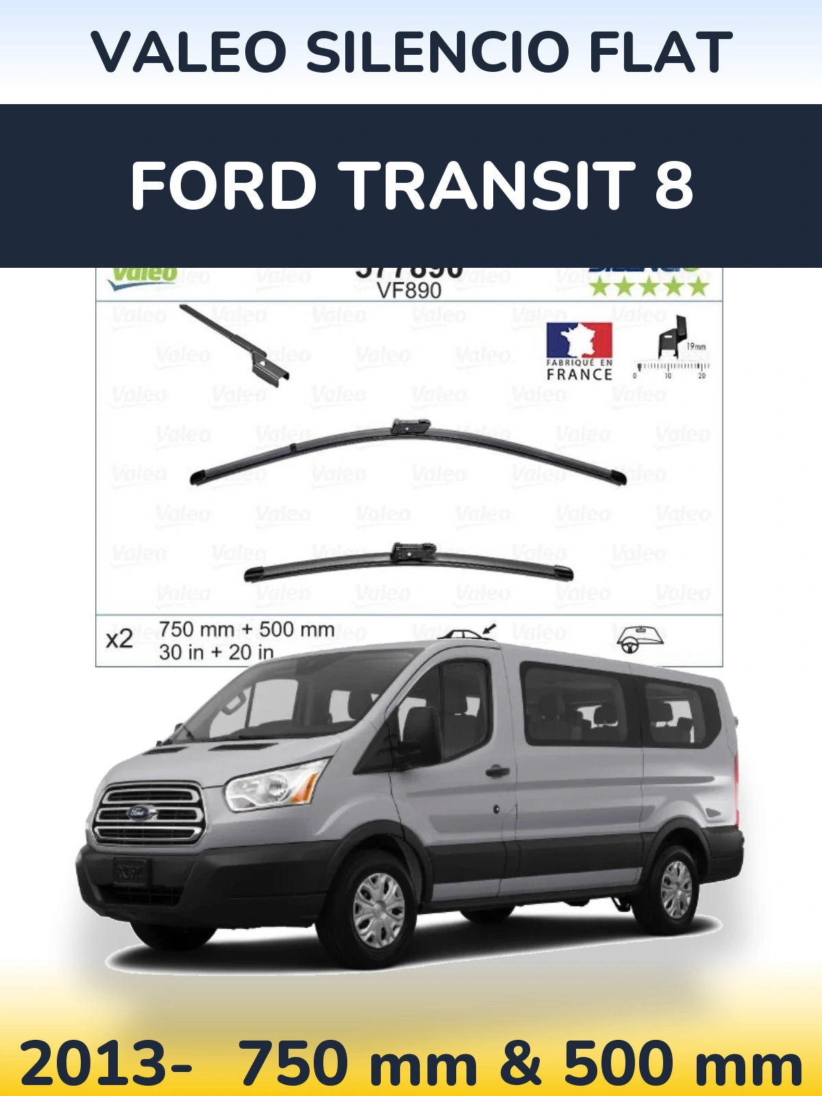 Torkarblad Valeo Silencio Flat för Ford Transit 8