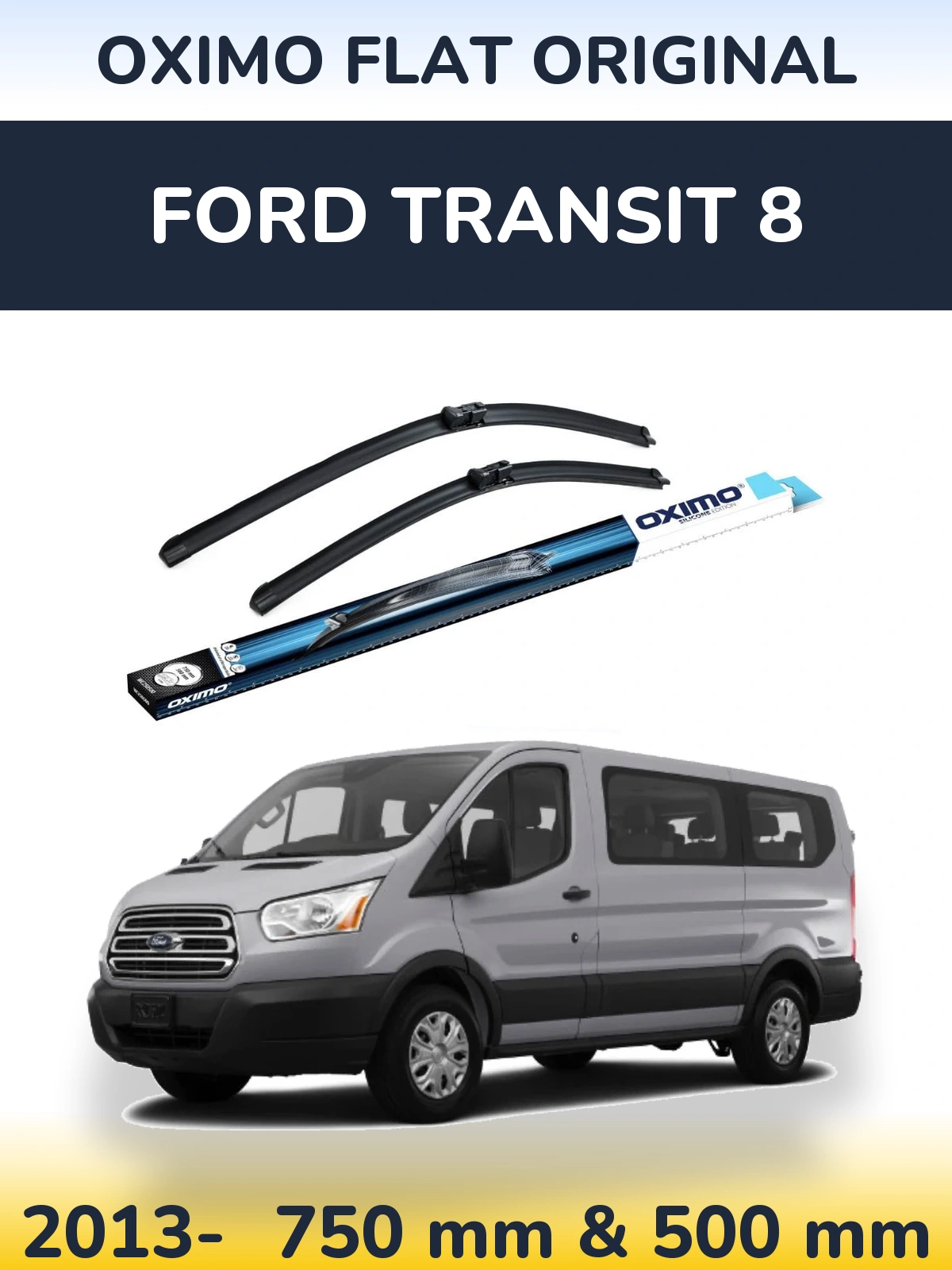 Комплект передних дворников Oximo Flat Original 750 & 500 мм для Ford Transit 8 2013-2026