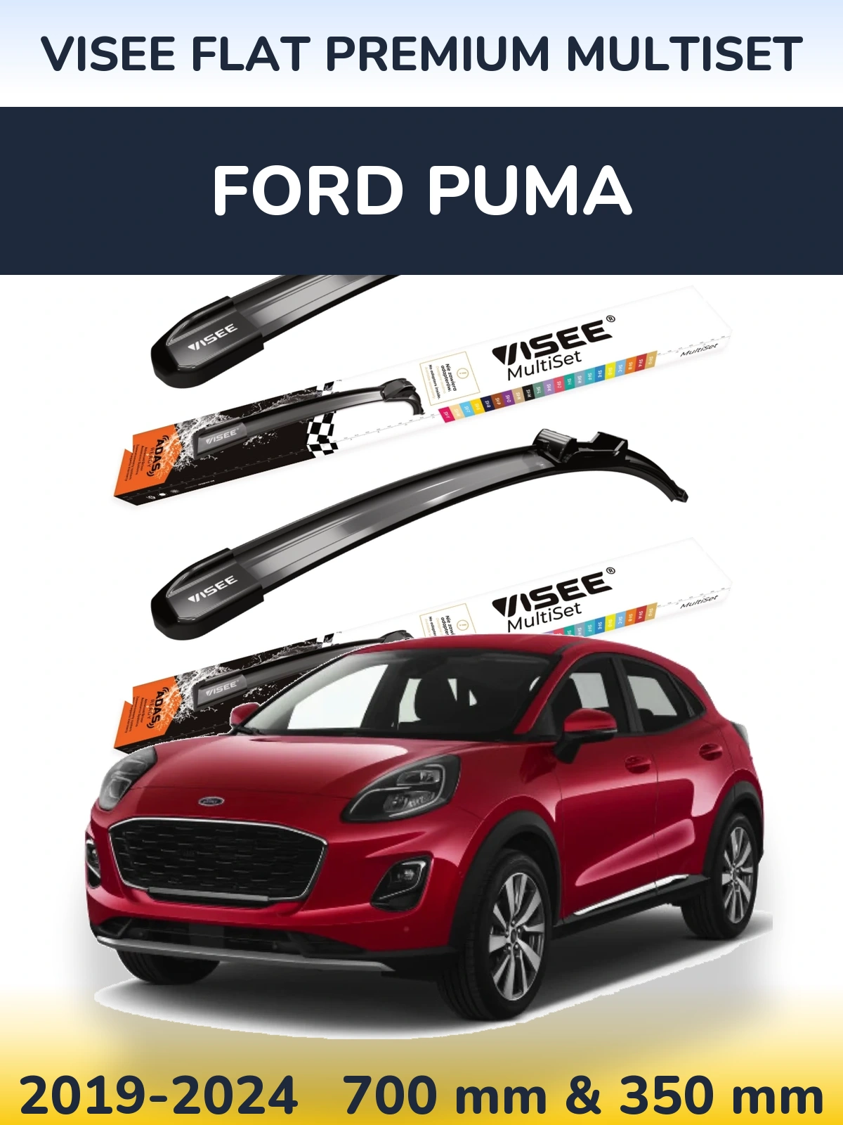 Torkarblad VISEE FLAT PREMIUM MultiSet för Ford Puma