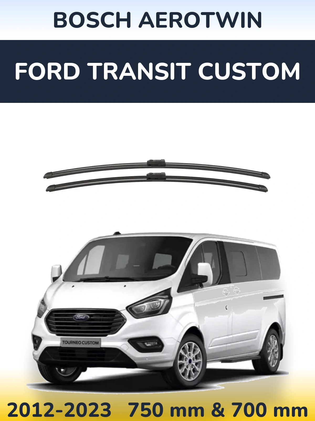 Комплект передніх щіток BOSCH AeroTwin 750 & 700 мм для Ford Transit Custom 2012-2023
