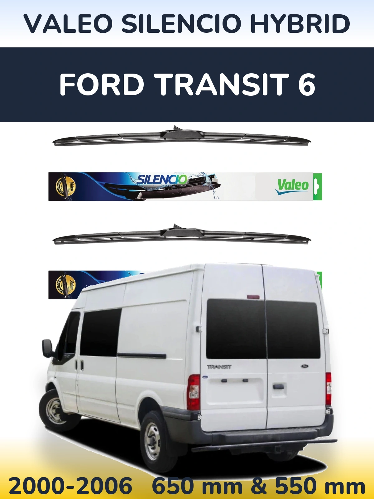 Комплект передних дворников Valeo Silencio Hybrid 650 & 550 мм для Ford Transit 6 2000-2006