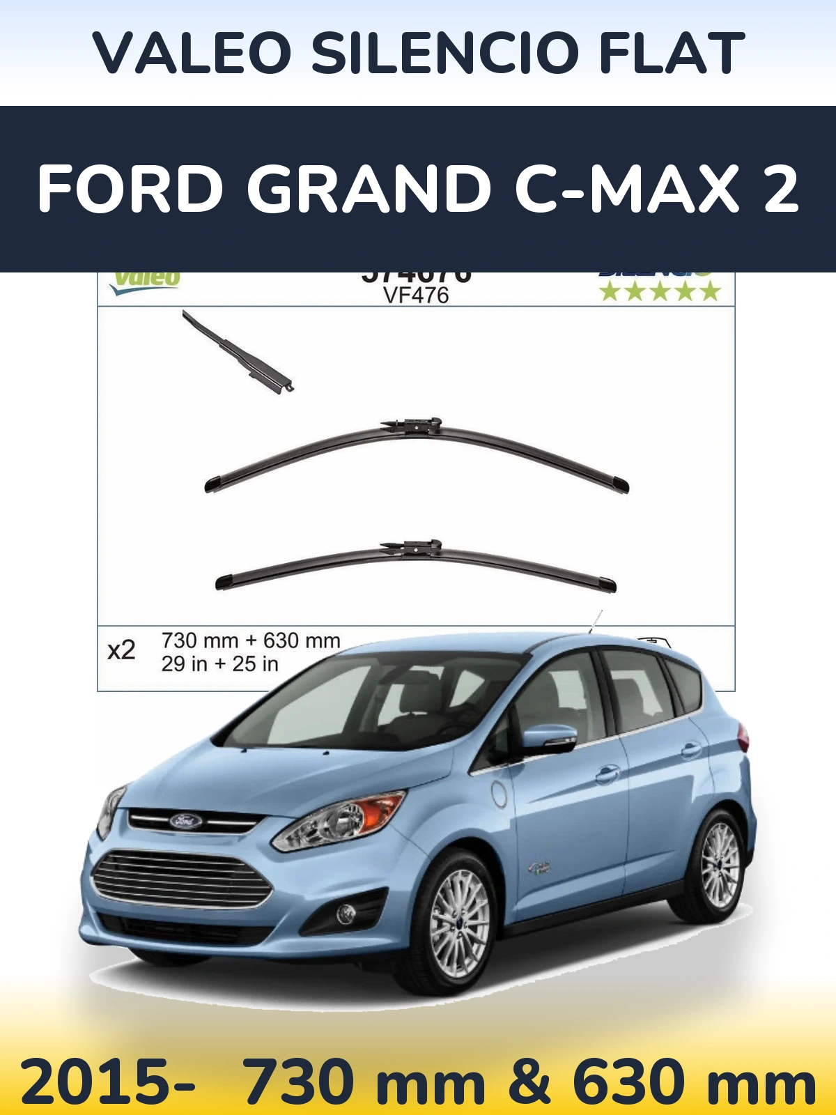 Torkarblad Valeo Silencio Flat för Ford Grand C-MAX 2