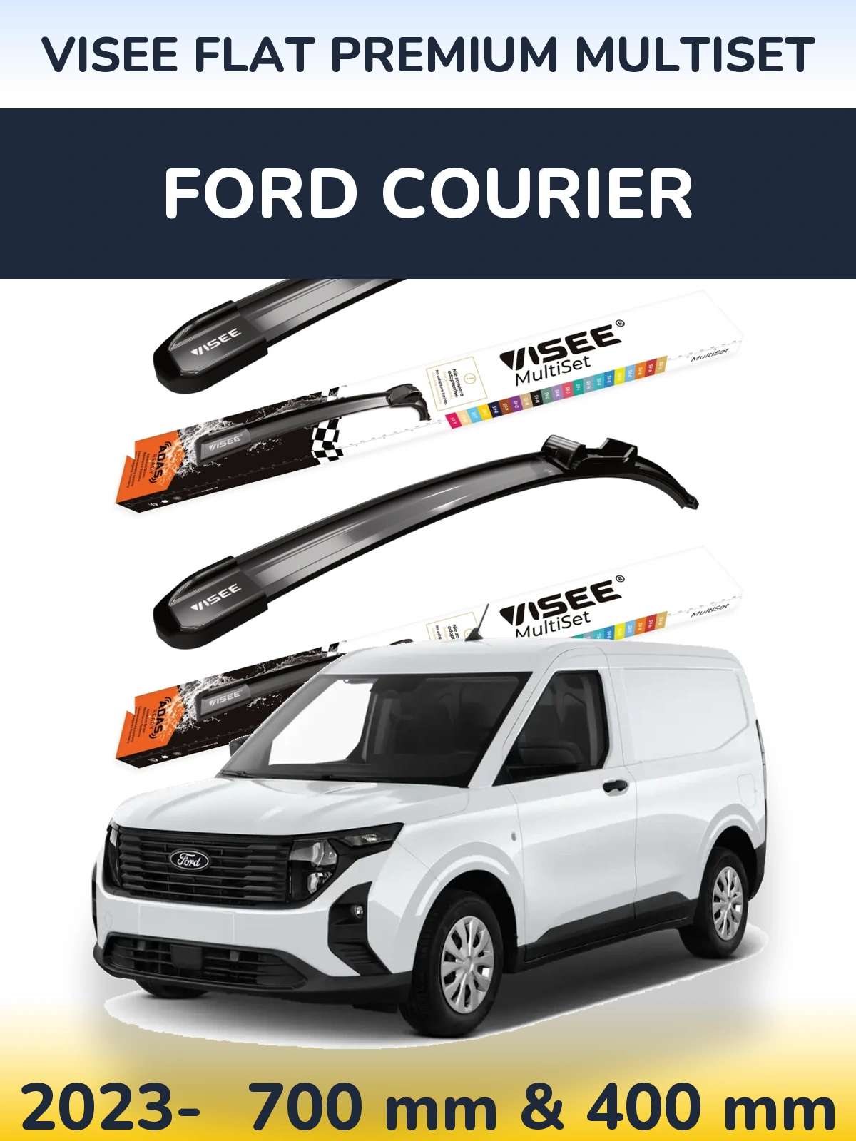 Комплект передніх щіток VISEE FLAT PREMIUM MultiSet 700 & 400 мм для Ford Courier 2023-2026