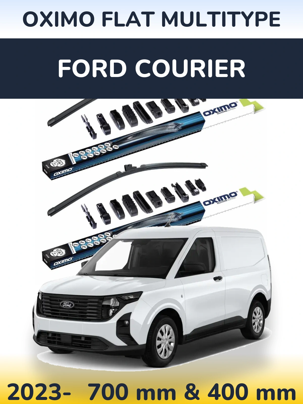 Комплект передніх щіток Oximo Flat MultiТипe 700 & 400 мм для Ford Courier 2023-2026