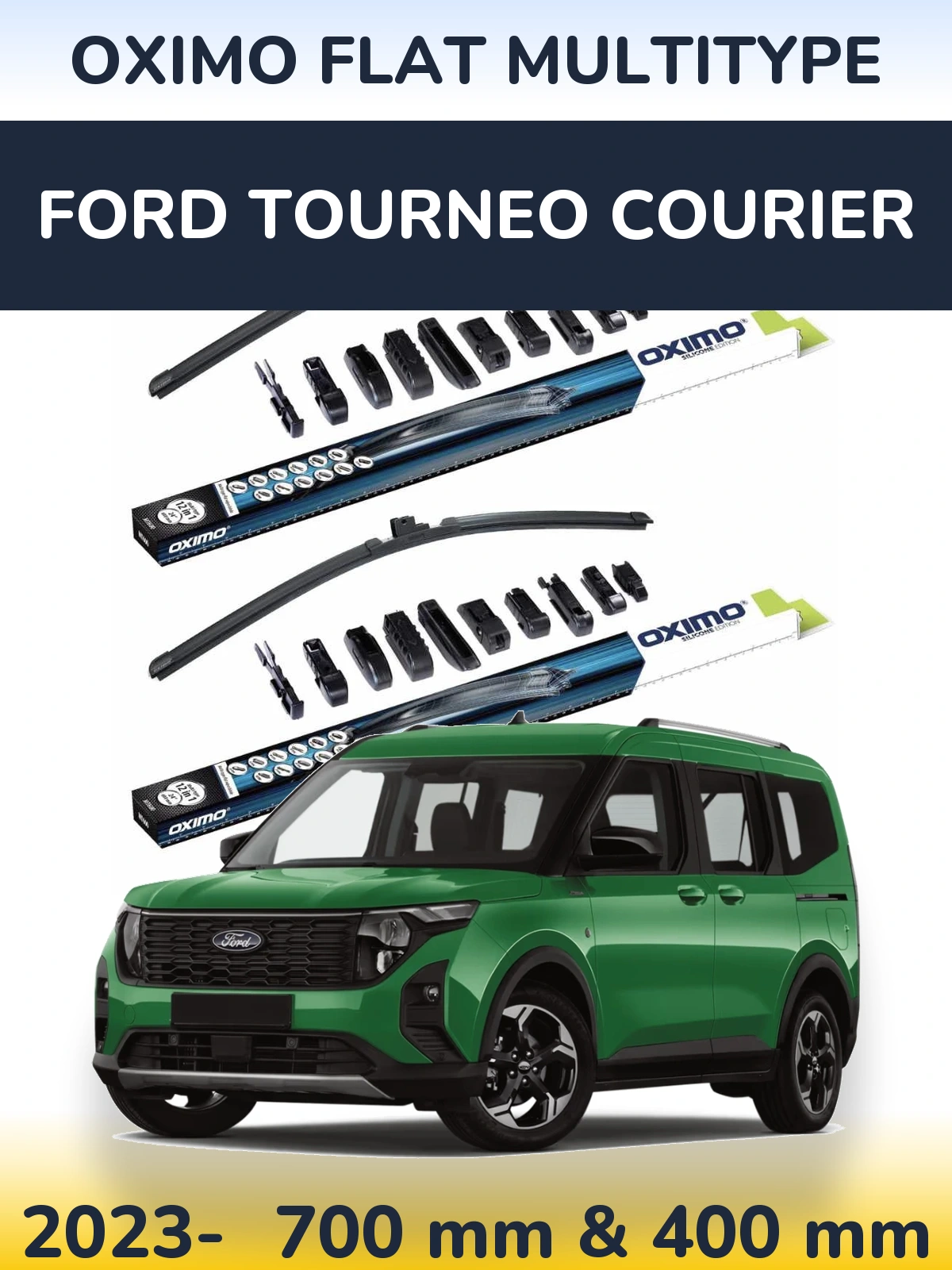 Комплект передних дворников Oximo Flat MultiТипe 700 & 400 мм для Ford Tourneo Courier 2023-2026