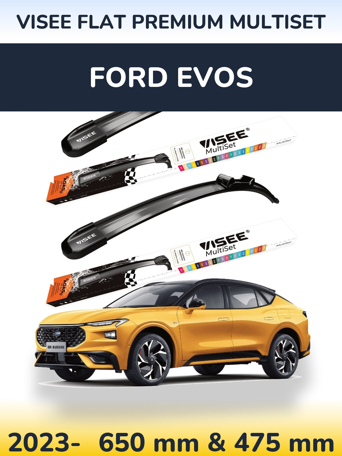Torkarblad VISEE FLAT PREMIUM MultiSet för Ford Evos