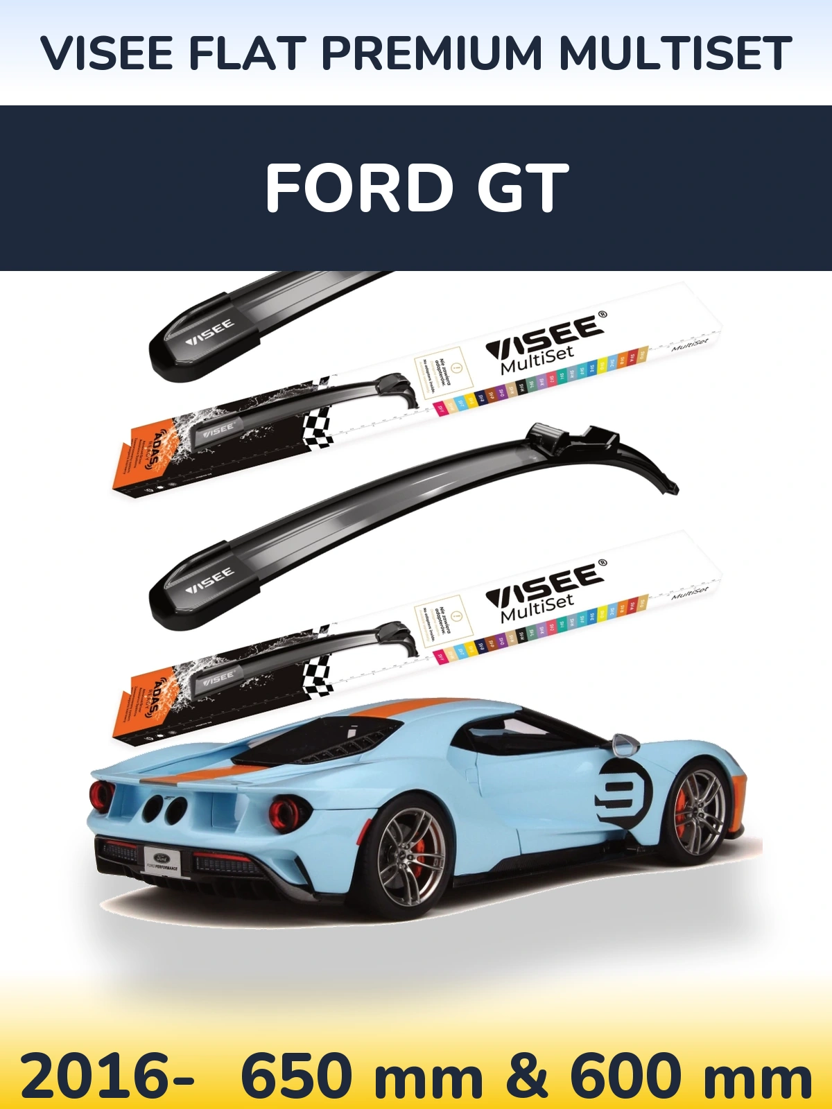 Torkarblad VISEE FLAT PREMIUM MultiSet för Ford GT