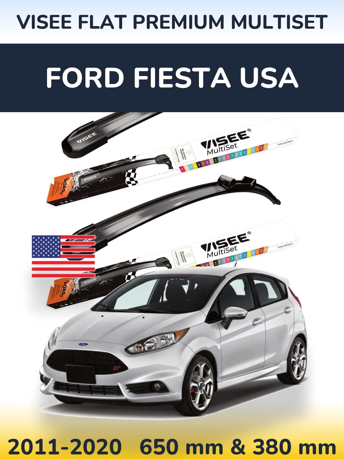 Torkarblad VISEE FLAT PREMIUM MultiSet för Ford Fiesta USA