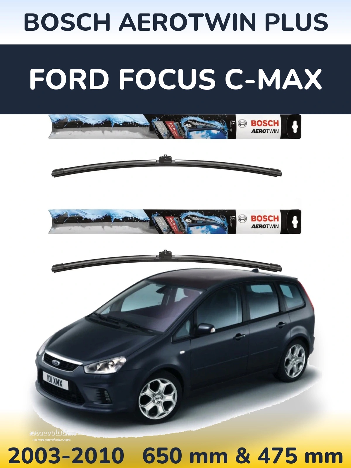 Комплект передних дворников BOSCH AeroTwin Plus 650 & 475 мм для Ford Focus C-MAX 2003-2010