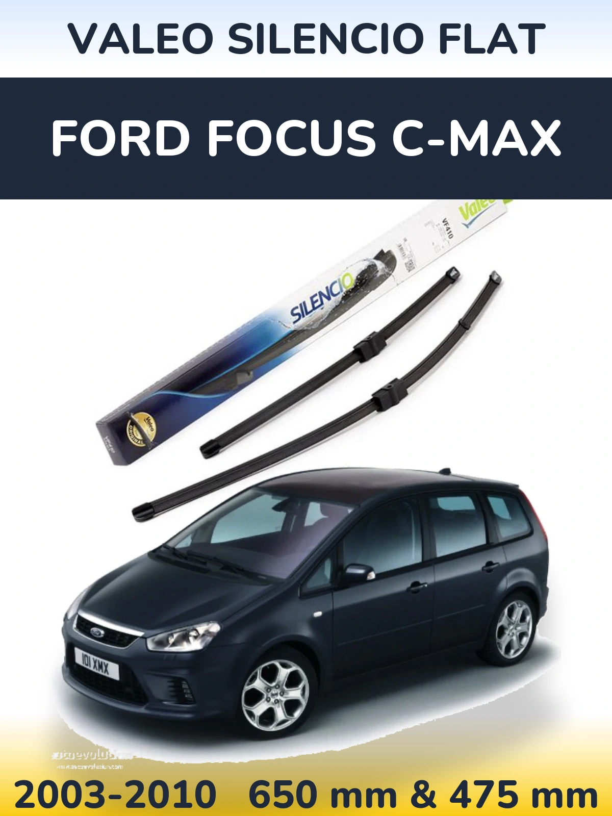 Комплект передних дворников Valeo Silencio Flat 650 & 475 мм для Ford Focus C-MAX 2003-2010