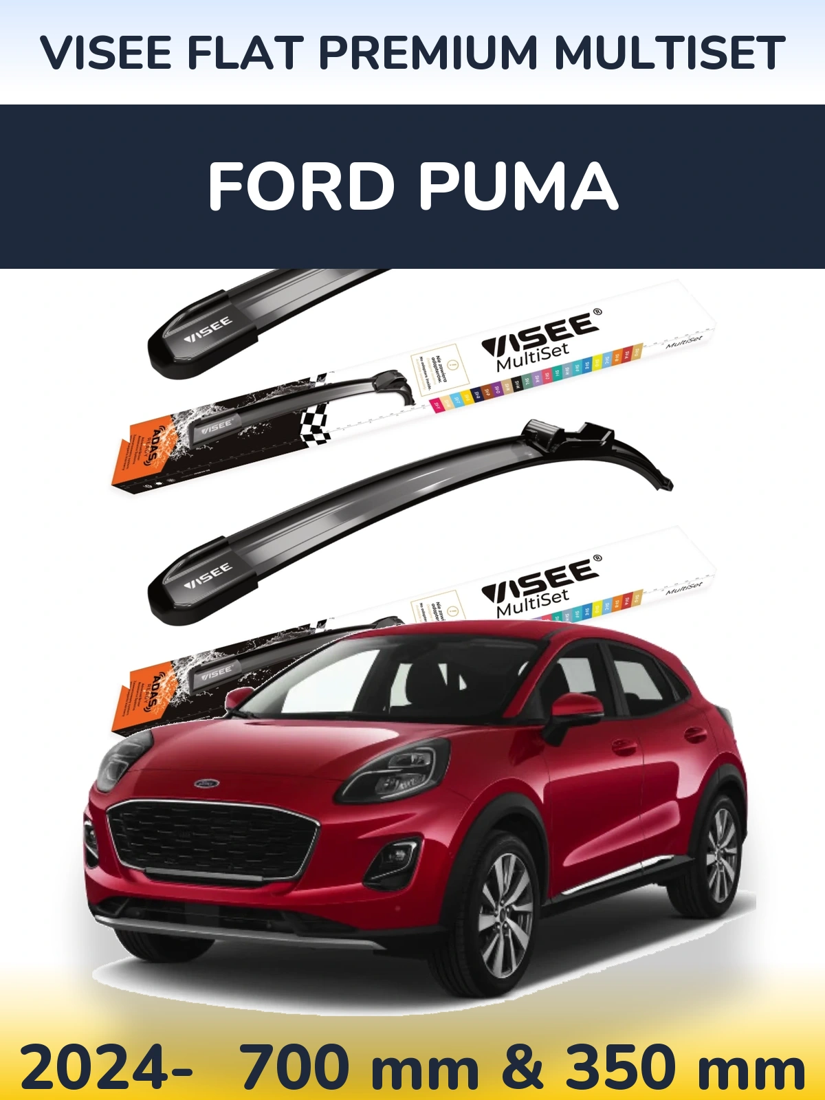 Torkarblad VISEE FLAT PREMIUM MultiSet för Ford Puma