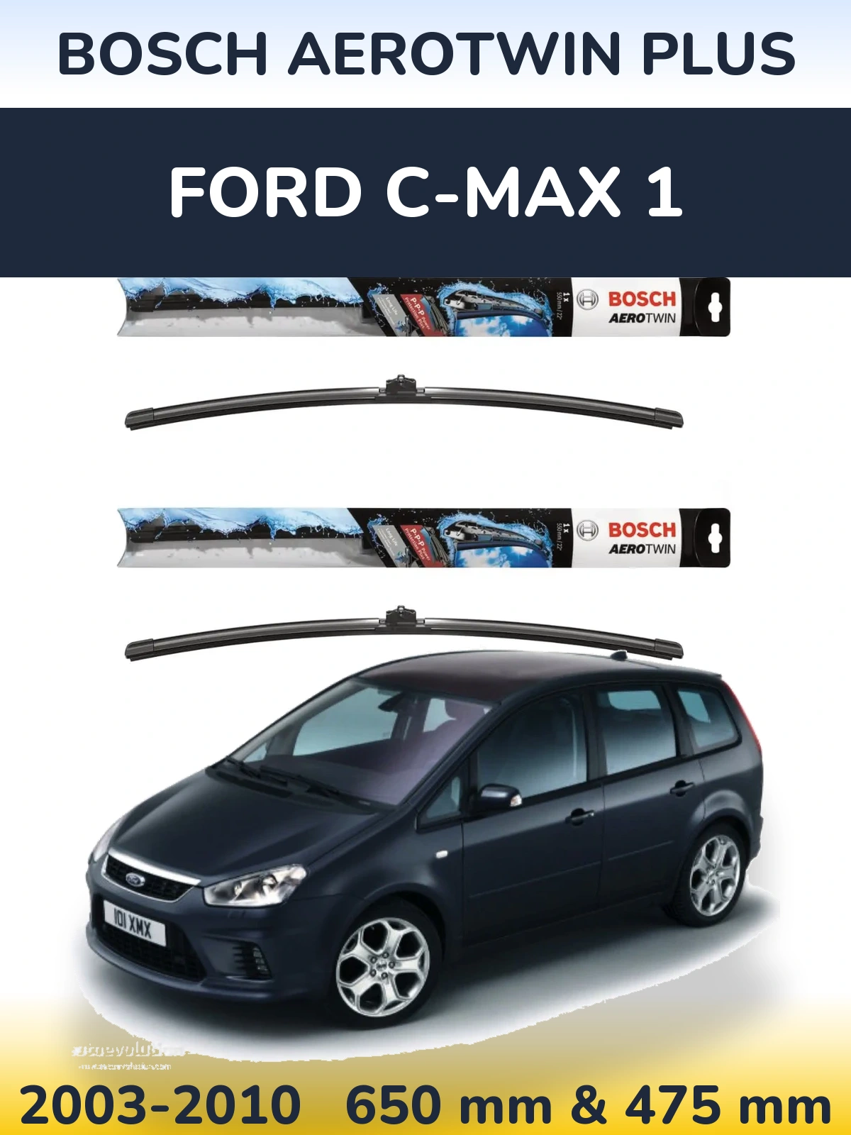 Комплект передніх щіток BOSCH AeroTwin Plus 650 & 475 мм для Ford C-MAX 1 2003-2010