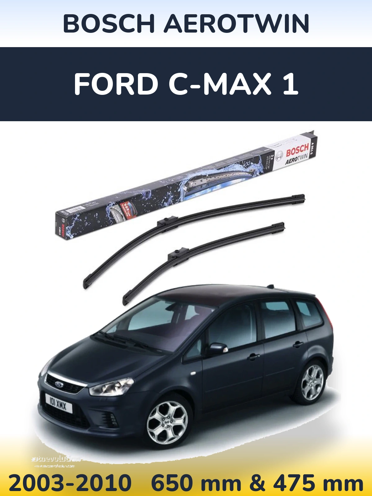 Комплект передніх щіток BOSCH AeroTwin 650 & 475 мм для Ford C-MAX 1 2003-2010