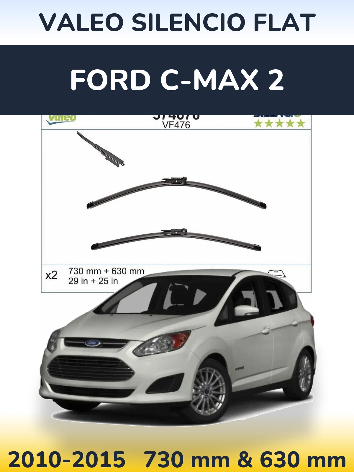 Torkarblad Valeo Silencio Flat för Ford C-MAX 2