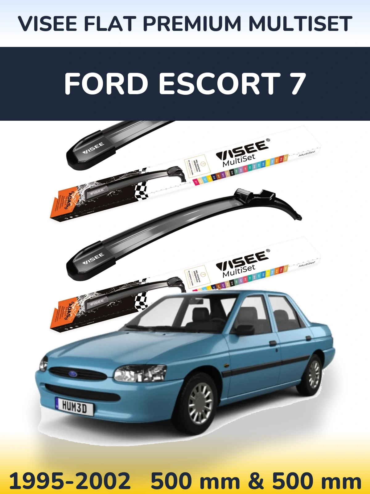 Torkarblad VISEE FLAT PREMIUM MultiSet för Ford Escort 7
