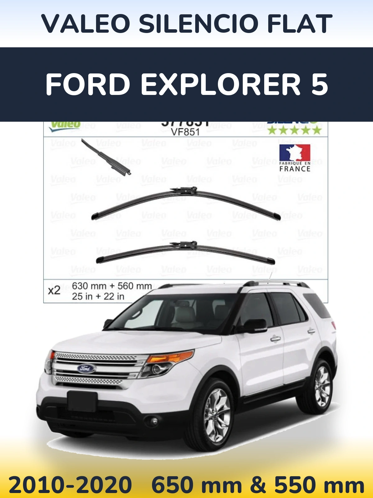 Torkarblad Valeo Silencio Flat för Ford Explorer 5