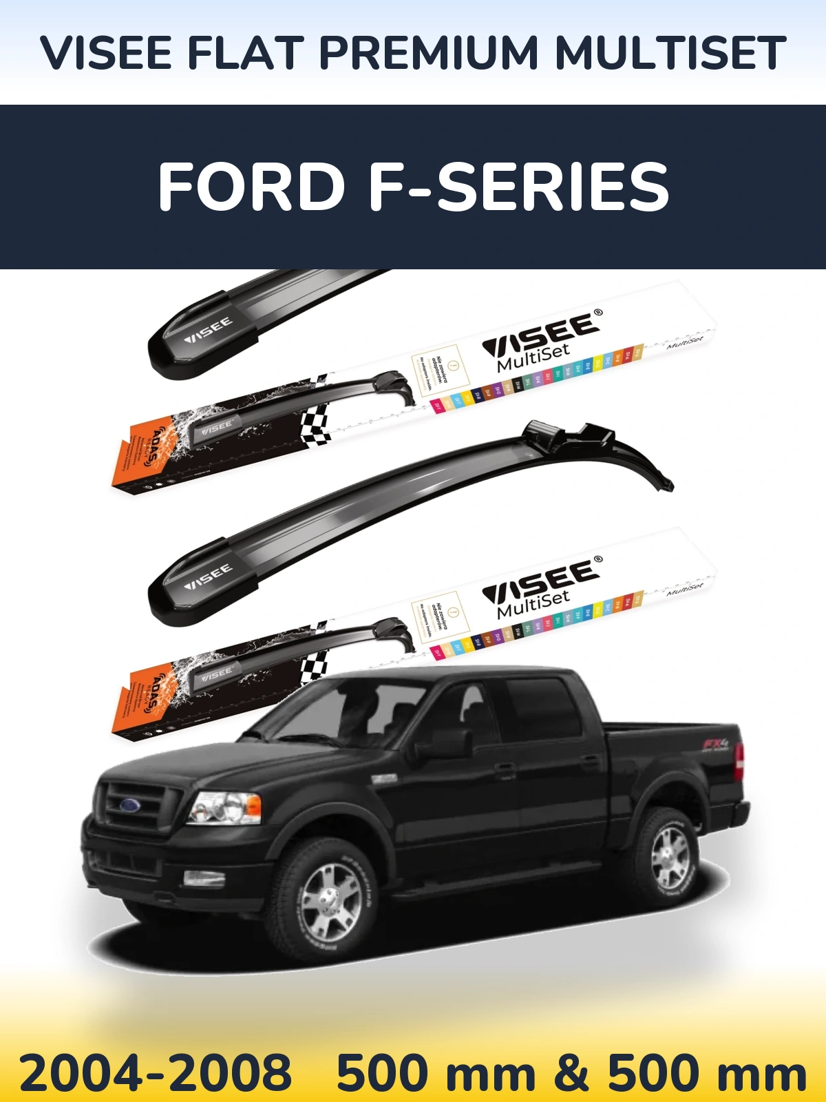 Torkarblad VISEE FLAT PREMIUM MultiSet för Ford F-series
