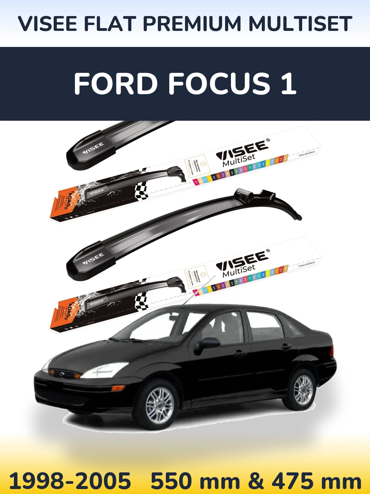 Torkarblad VISEE FLAT PREMIUM MultiSet för Ford Focus 1