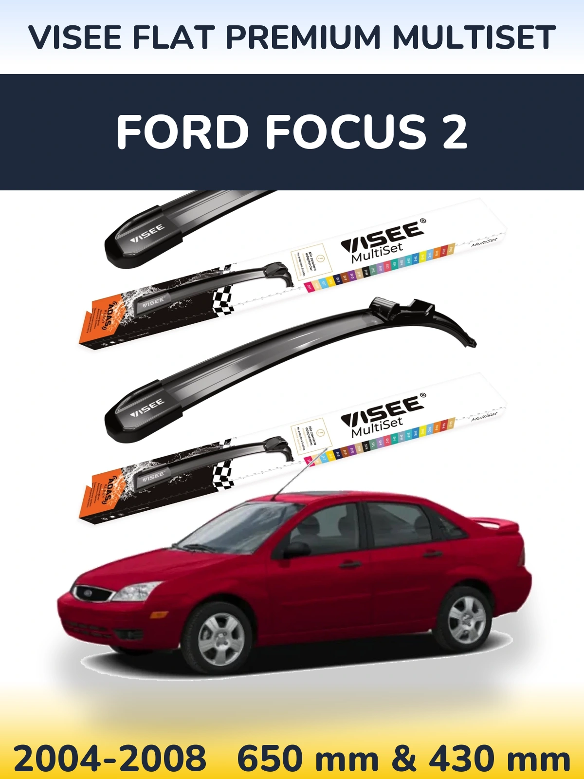 Torkarblad VISEE FLAT PREMIUM MultiSet för Ford Focus 2