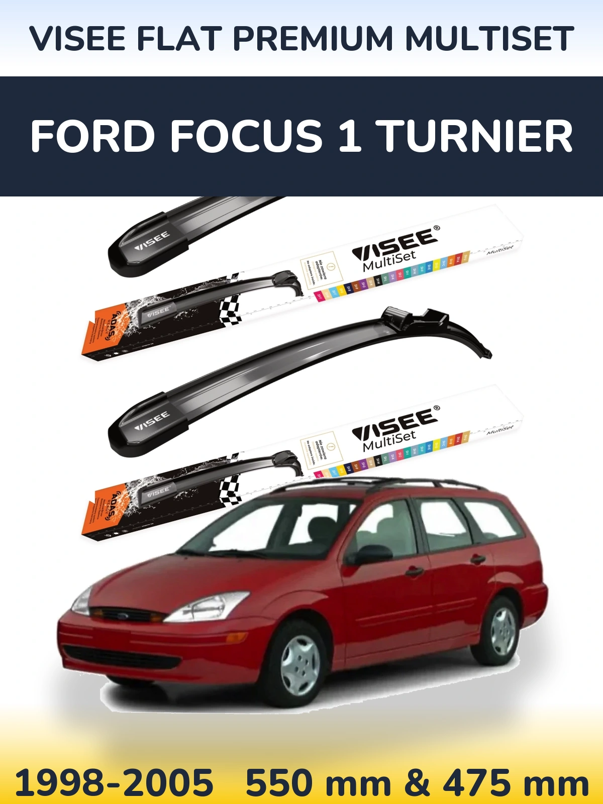 Torkarblad VISEE FLAT PREMIUM MultiSet för Ford Focus 1 Turnier