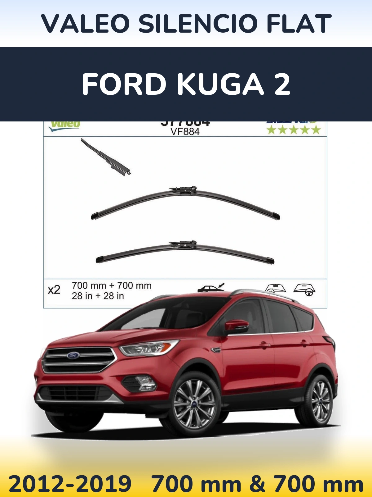 Torkarblad Valeo Silencio Flat för Ford Kuga 2