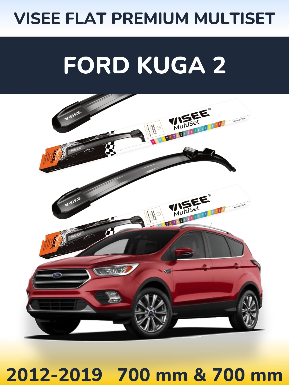 Torkarblad VISEE FLAT PREMIUM MultiSet för Ford Kuga 2