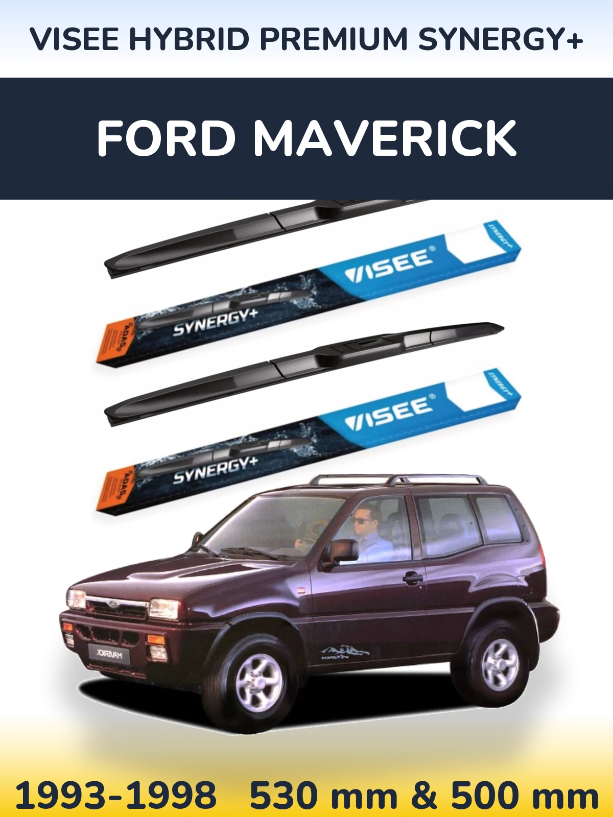 Комплект передних дворников VISEE HYBRID PREMIUM SYNERGY+ 530 & 500 мм для Ford Maverick 1993-1998