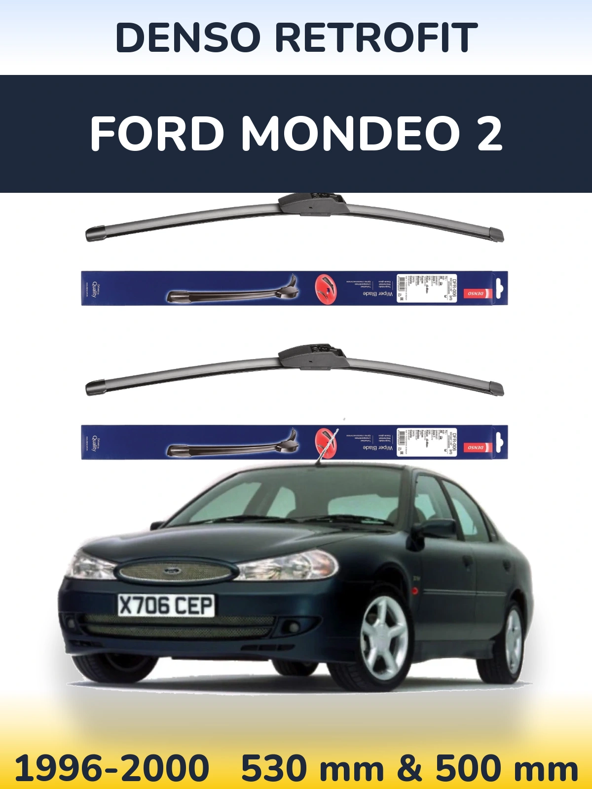 Комплект передніх щіток Denso Retrofit 530 & 500 мм для Ford Mondeo 2 1996-2000