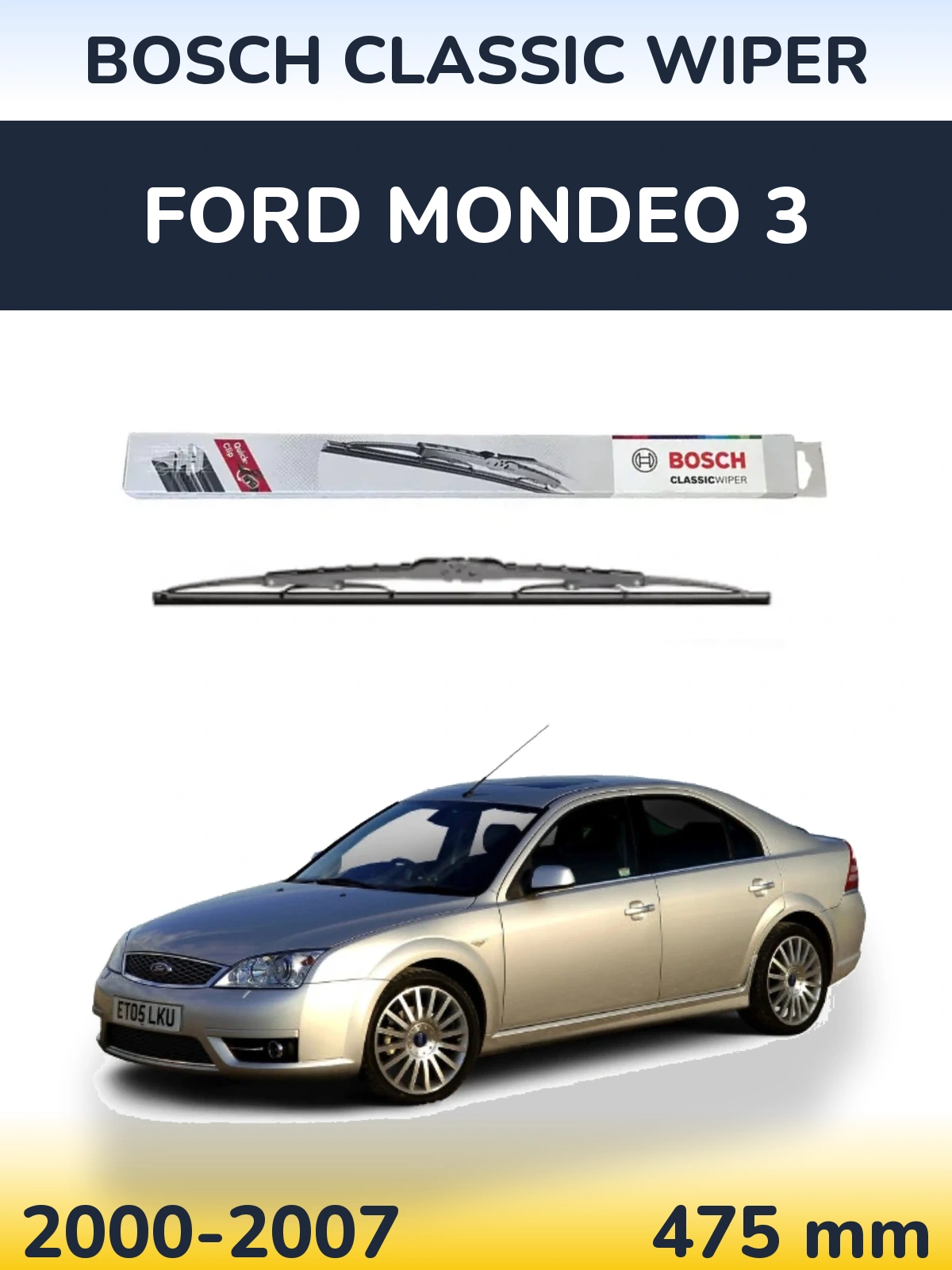 Задний дворник BOSCH Classic Wiper 475 мм для Ford Mondeo 3 2000-2007