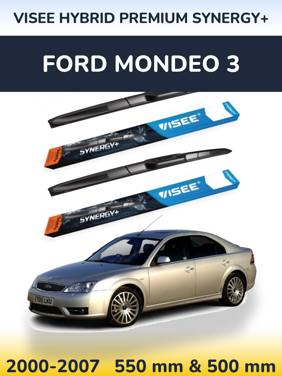 Комплект передніх щіток VISEE HYBRID PREMIUM SYNERGY+ 550 & 500 мм для Ford Mondeo 3 2000-2007