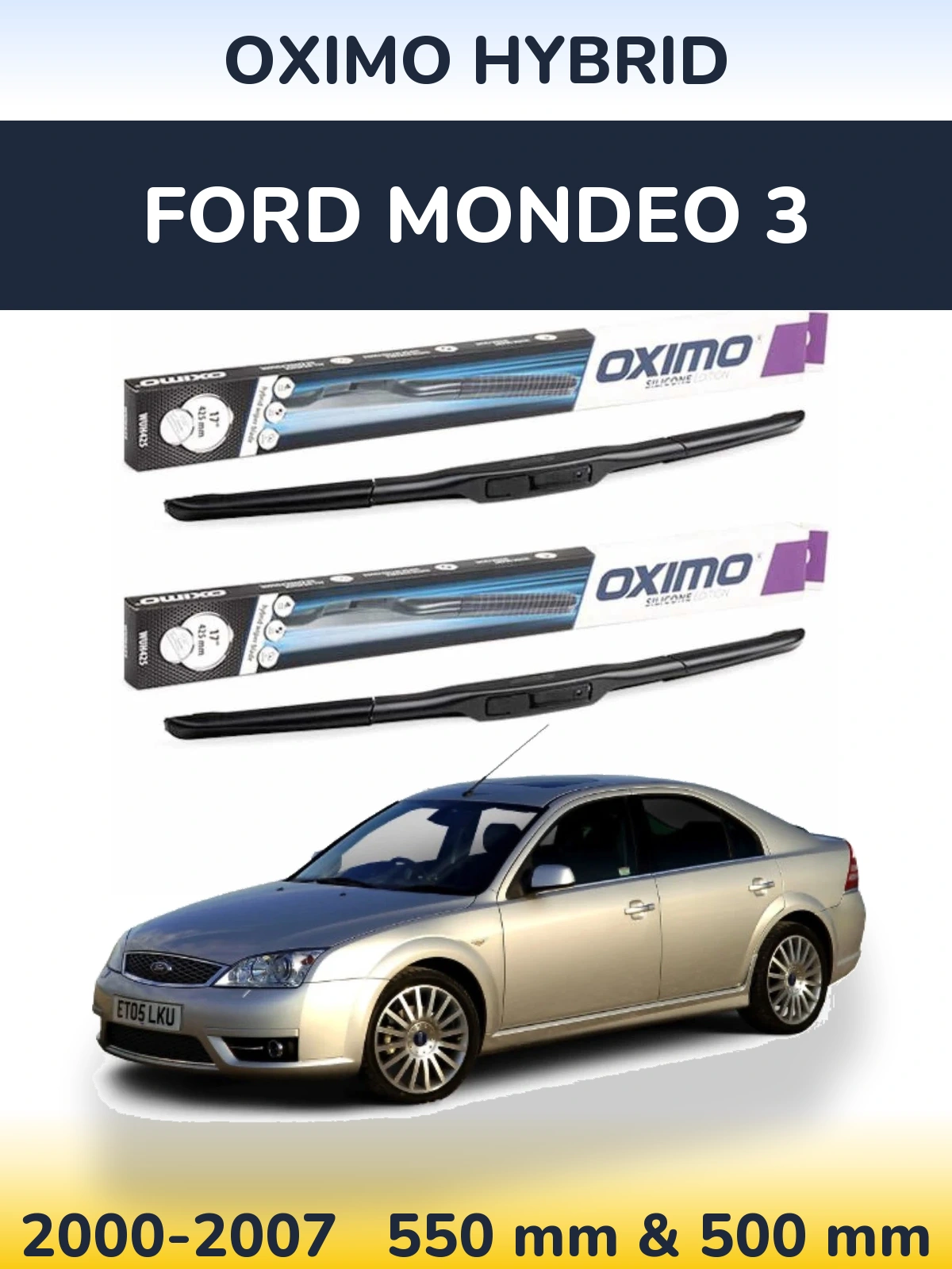 Комплект передних дворников Oximo Hybrid 550 & 500 мм для Ford Mondeo 3 2000-2007