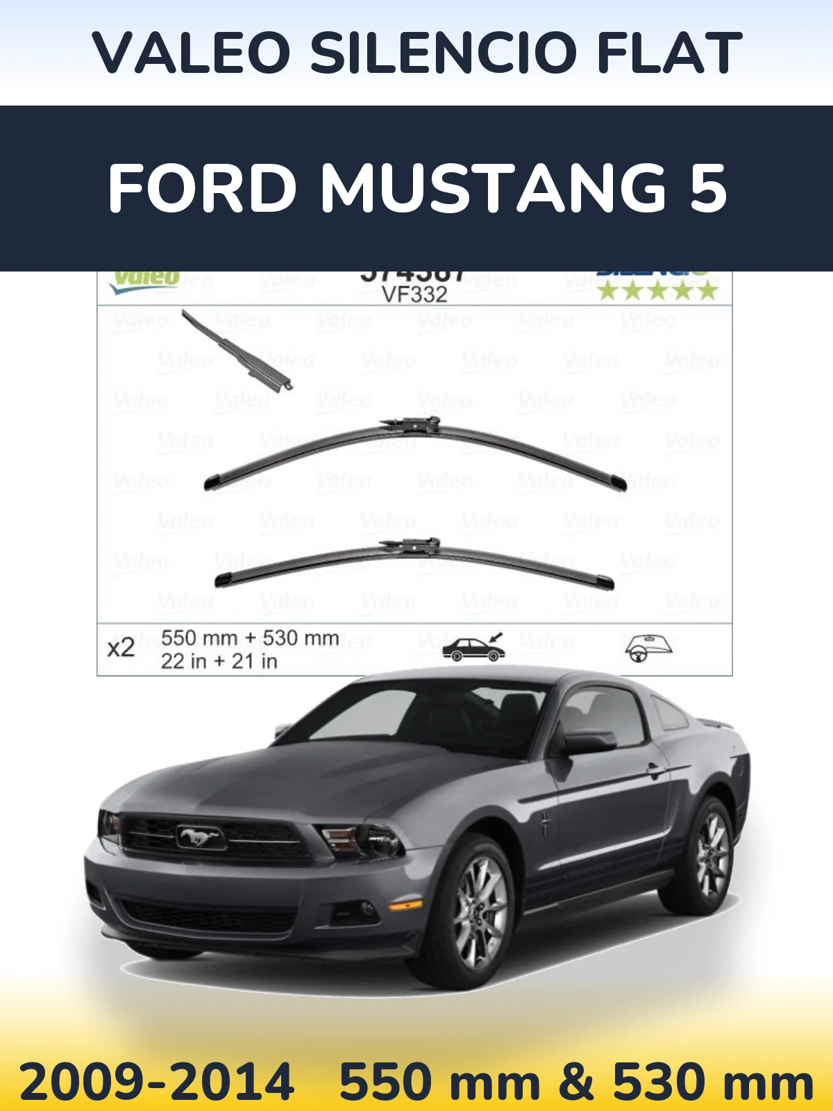 Torkarblad Valeo Silencio Flat för Ford Mustang 5