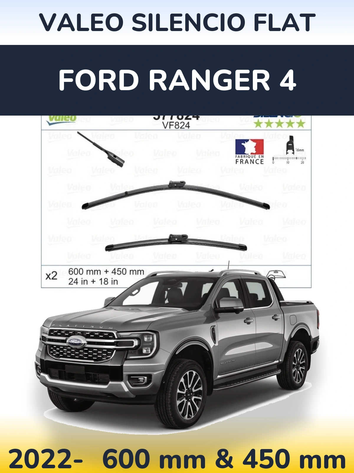 Torkarblad Valeo Silencio Flat för Ford Ranger 4