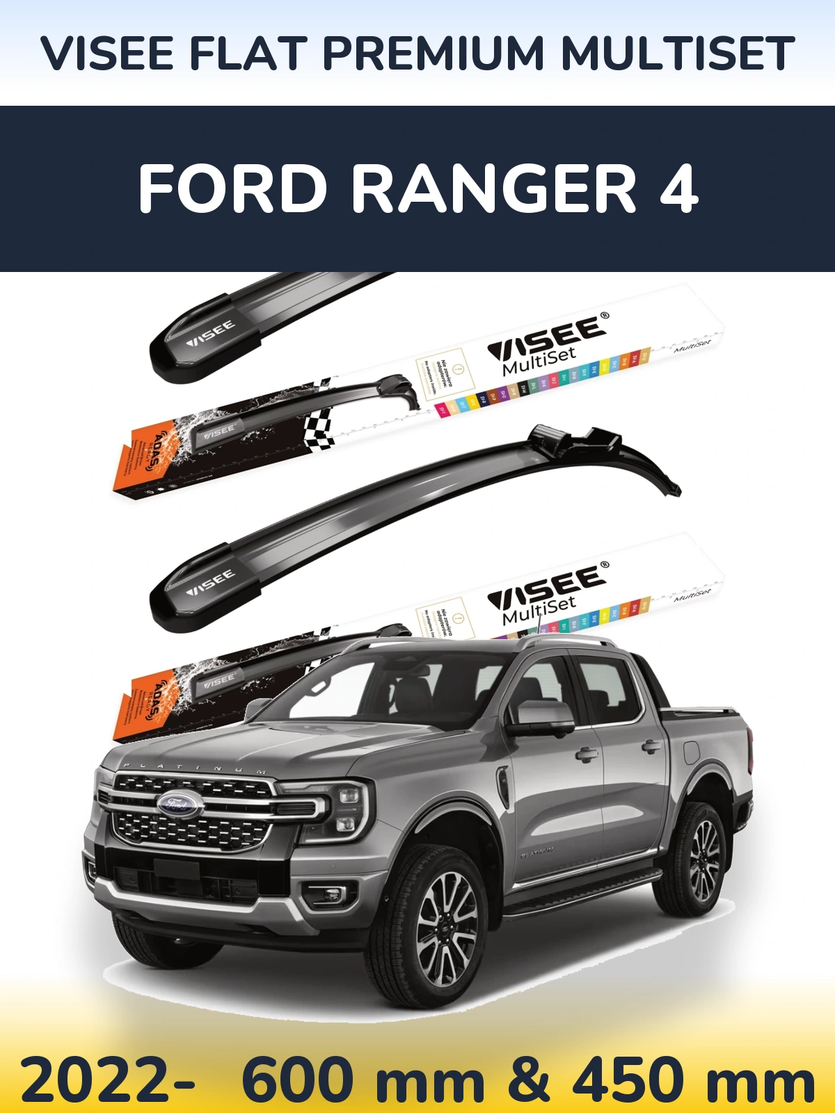 Torkarblad VISEE FLAT PREMIUM MultiSet för Ford Ranger 4