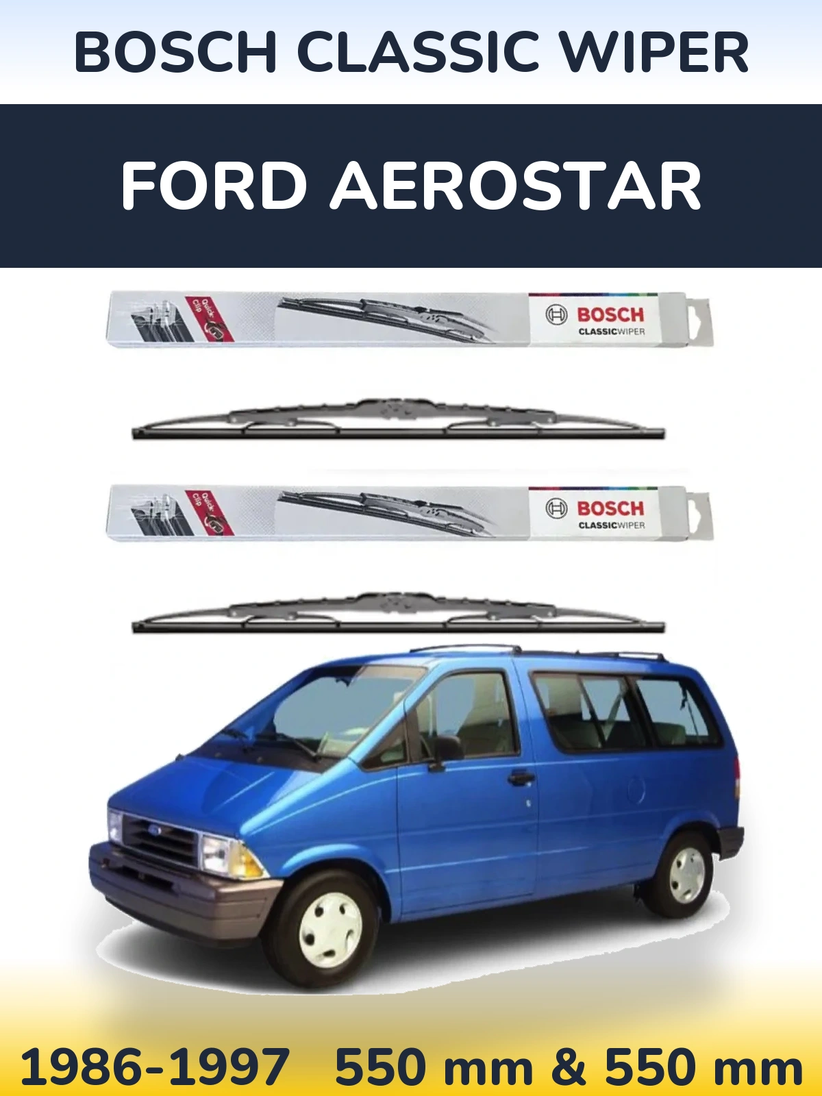 Комплект передних дворников BOSCH Classic Wiper 550 & 550 мм для Ford Aerostar 1986-1997