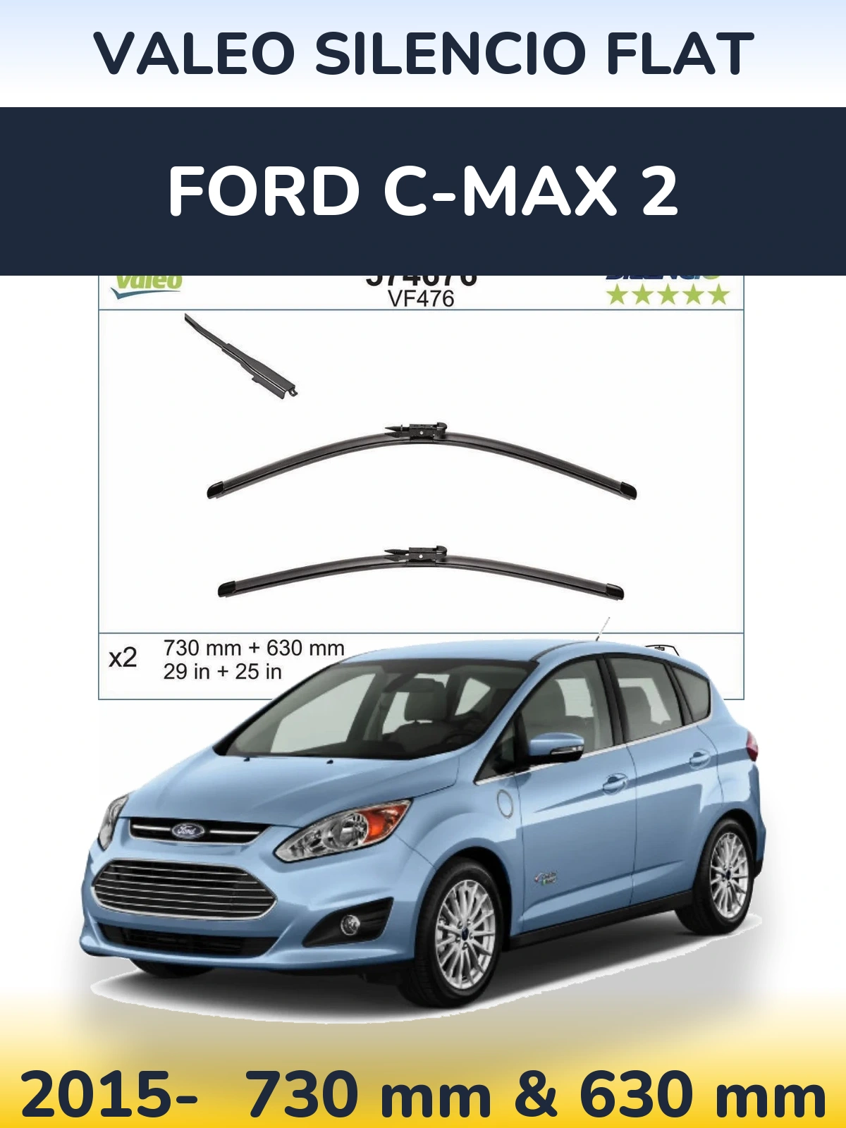 Torkarblad Valeo Silencio Flat för Ford C-MAX 2