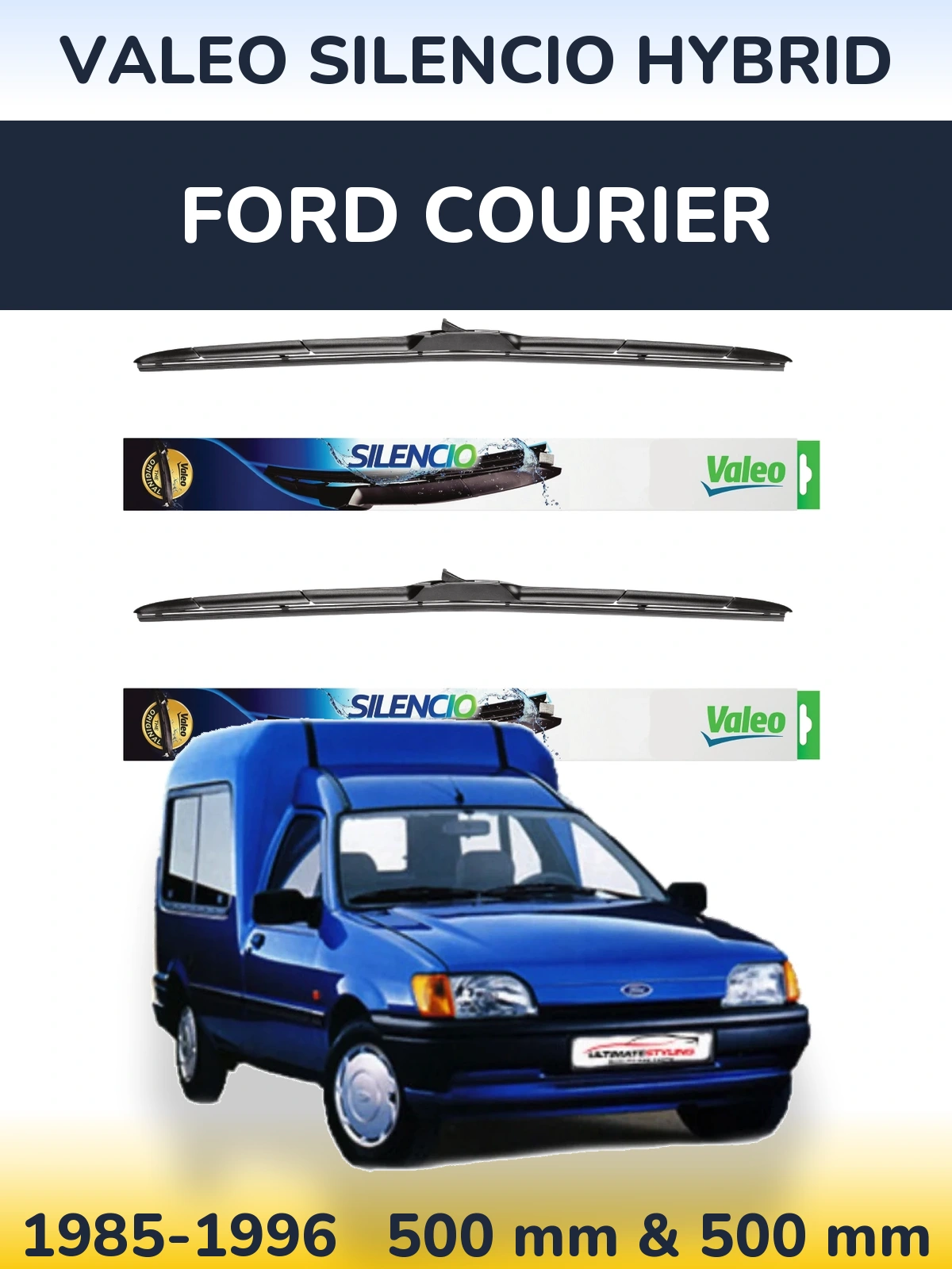 Комплект передних дворников Valeo Silencio Hybrid 500 & 500 мм для Ford Courier 1985-1996