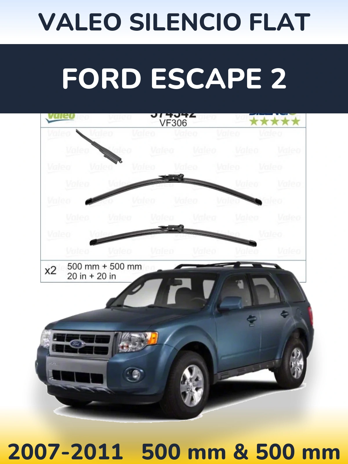 Torkarblad Valeo Silencio Flat för Ford Escape 2