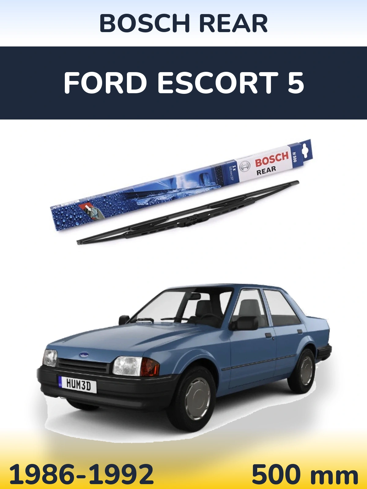 Rear wiper blade BOSCH Rear 500 mm for Ford Escort 5 1986-1992