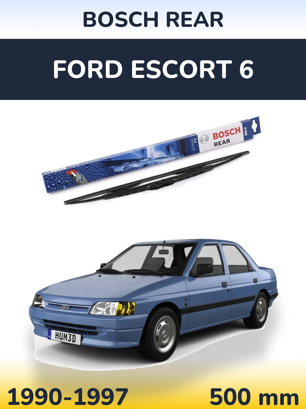 Rear wiper blade BOSCH Rear 500 mm for Ford Escort 6 1990-1997