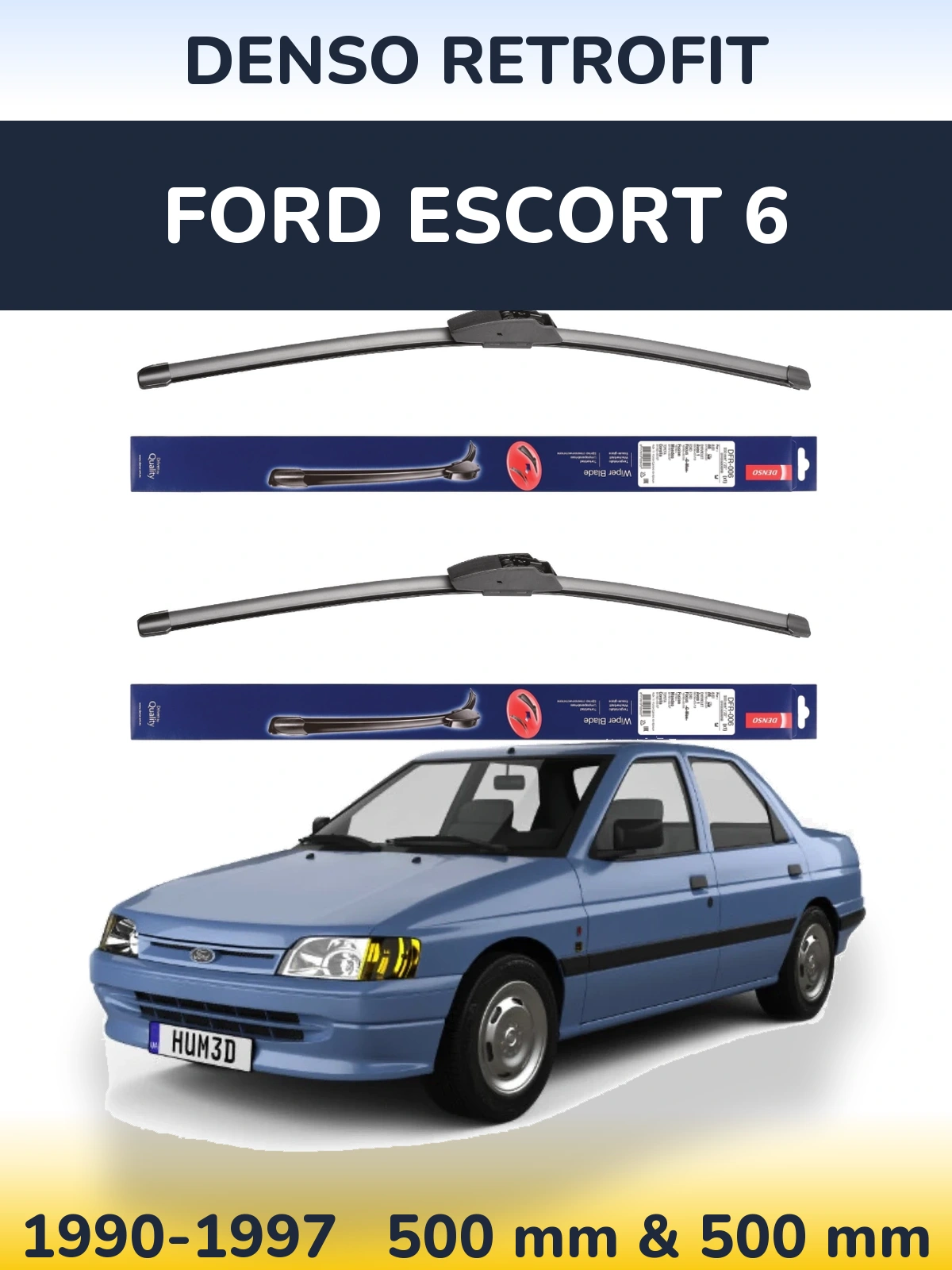 Комплект передніх щіток Denso Retrofit 500 & 500 мм для Ford Escort 6 1990-1997