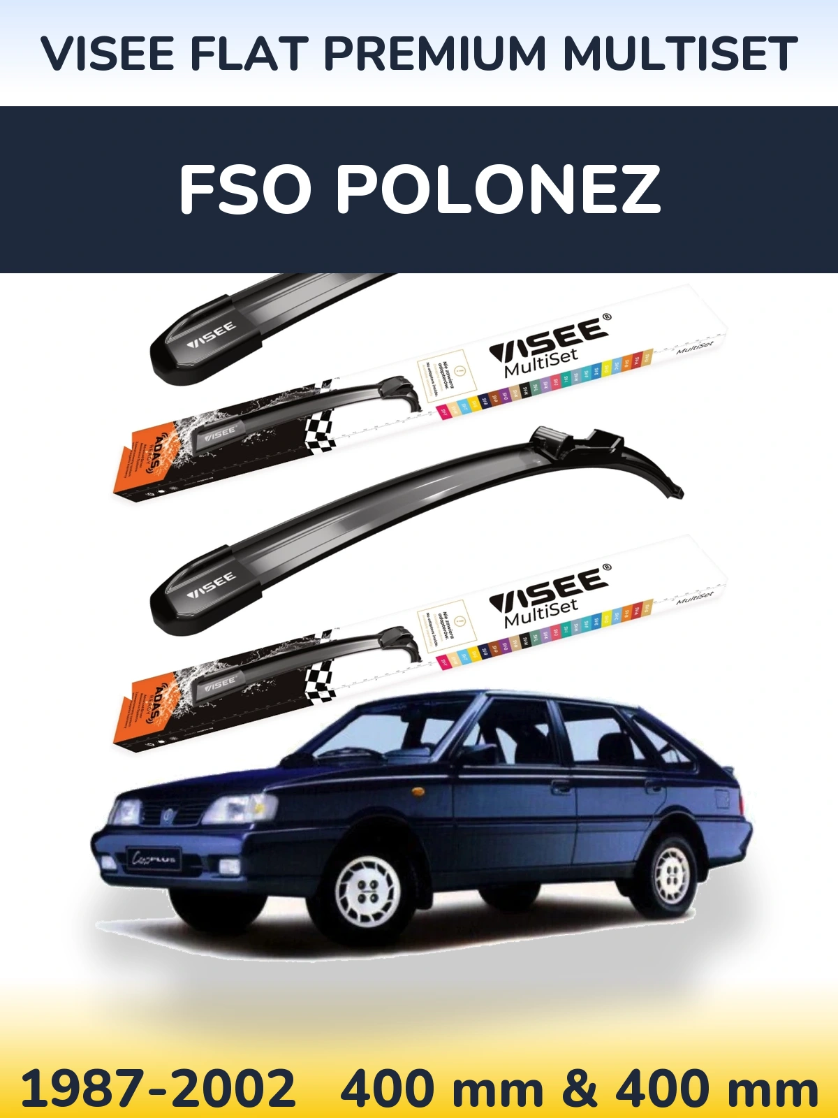 Torkarblad VISEE FLAT PREMIUM MultiSet för FSO Polonez