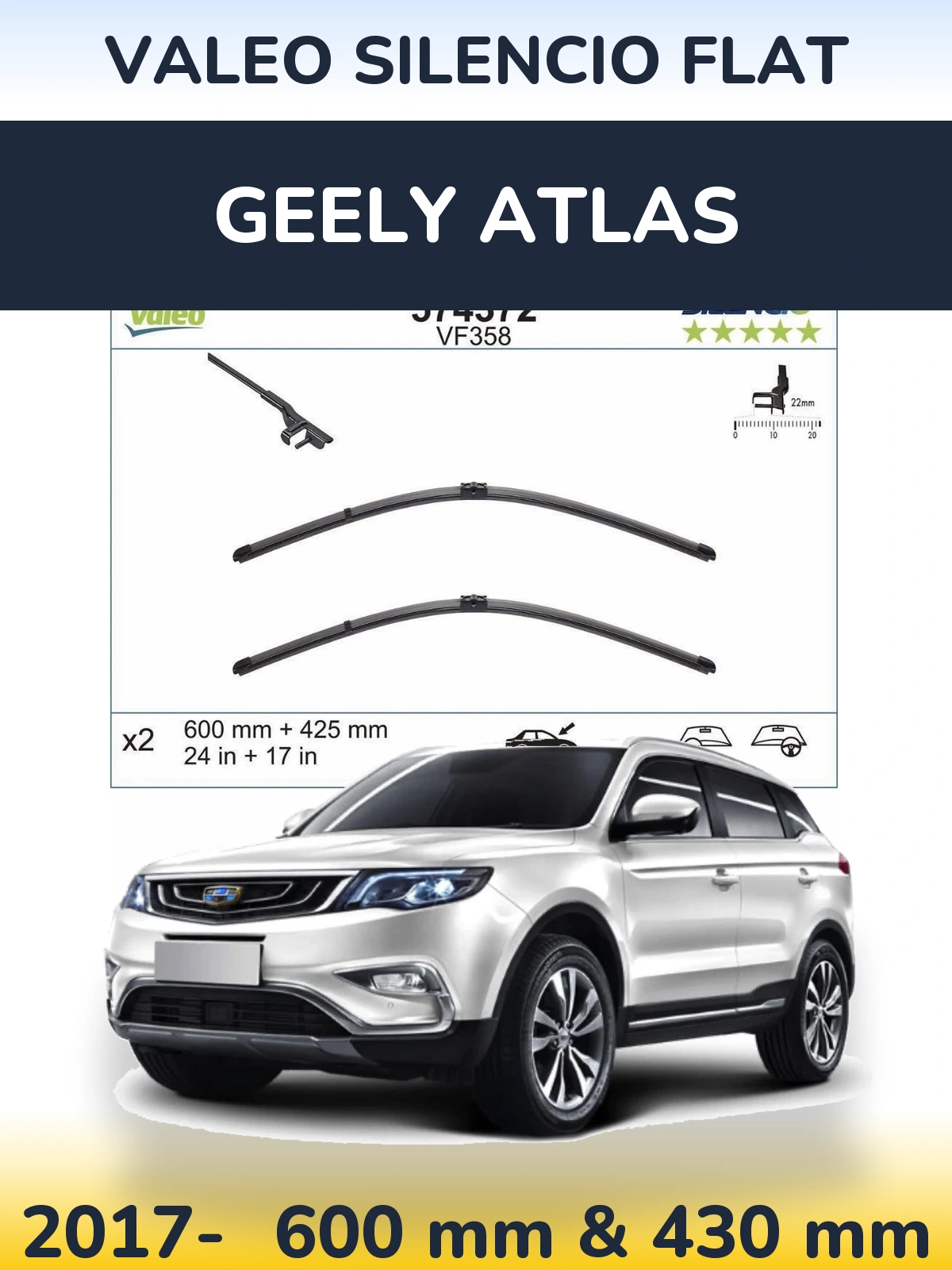 Torkarblad Valeo Silencio Flat för Geely Atlas