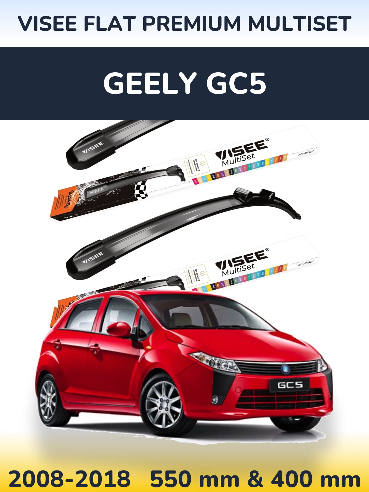 Torkarblad VISEE FLAT PREMIUM MultiSet för Geely GC5
