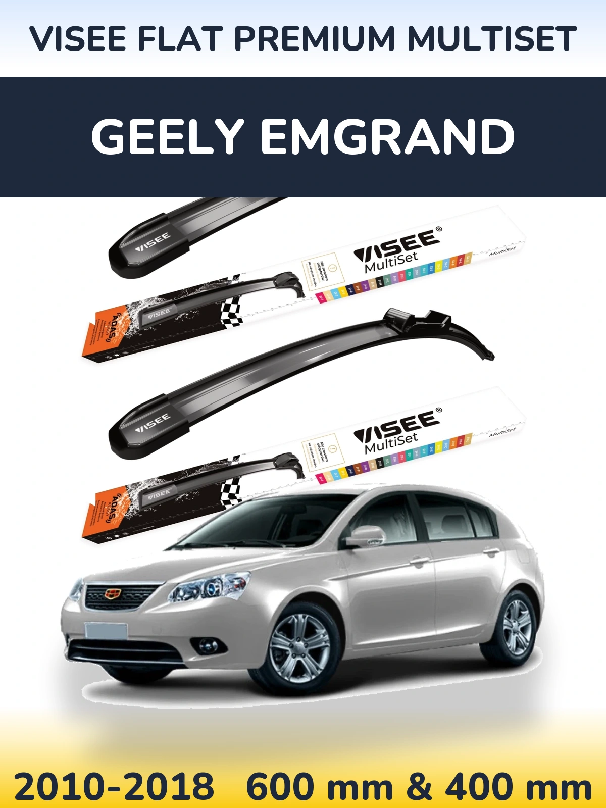 Torkarblad VISEE FLAT PREMIUM MultiSet för Geely Emgrand