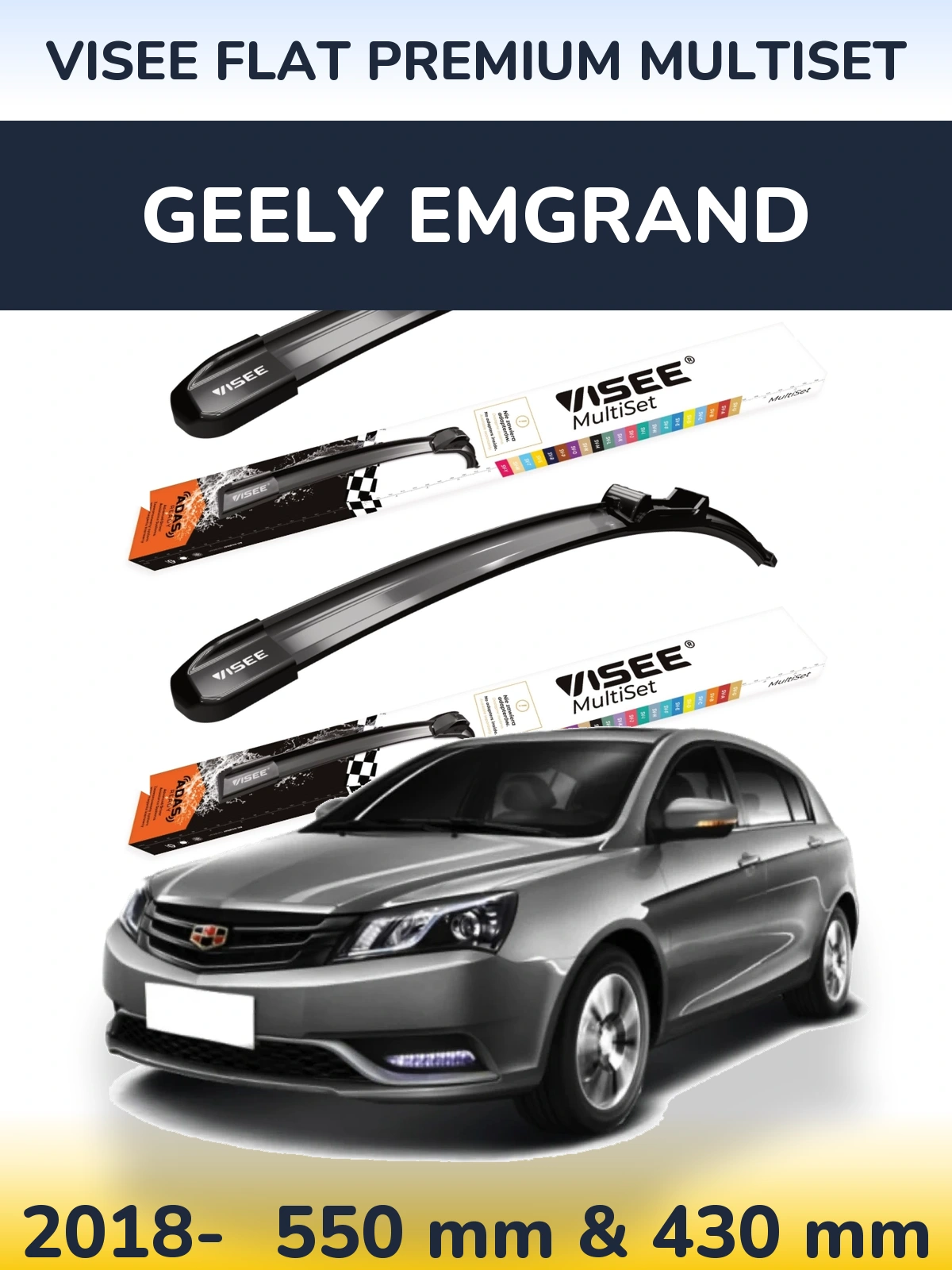 Torkarblad VISEE FLAT PREMIUM MultiSet för Geely Emgrand