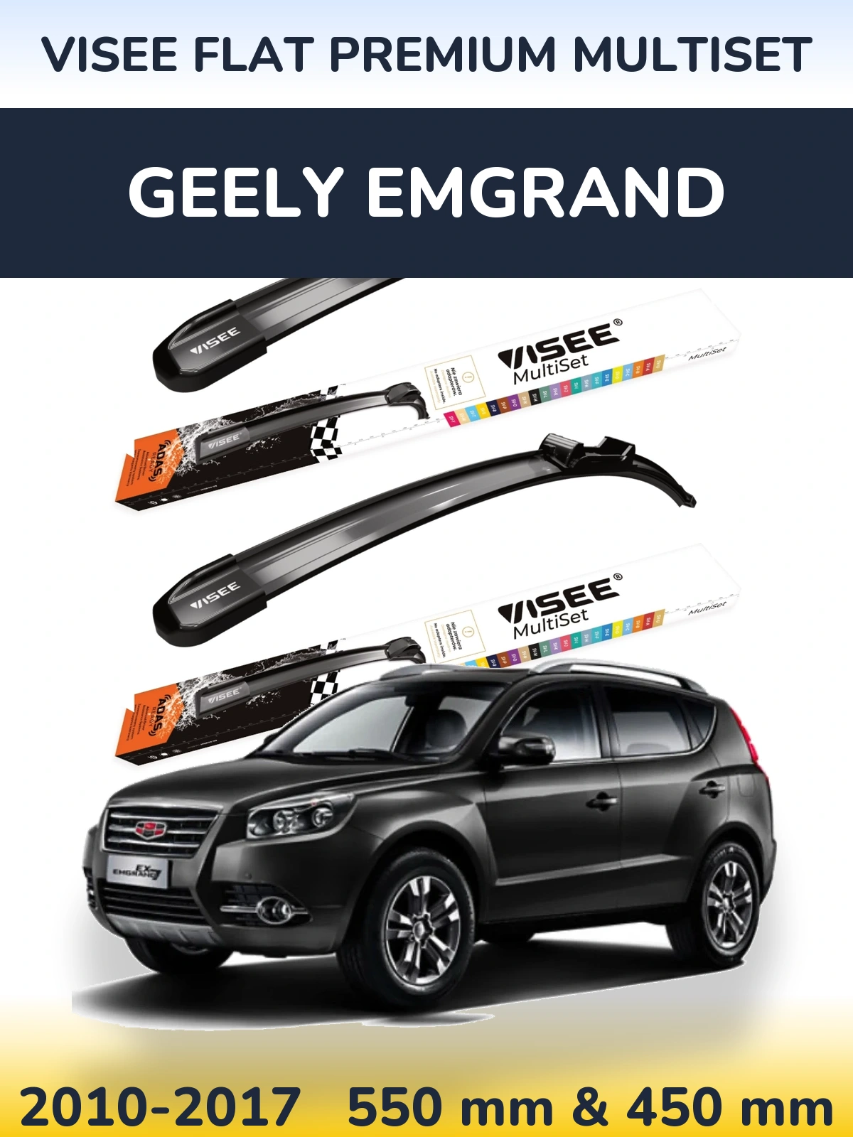 Torkarblad VISEE FLAT PREMIUM MultiSet för Geely Emgrand