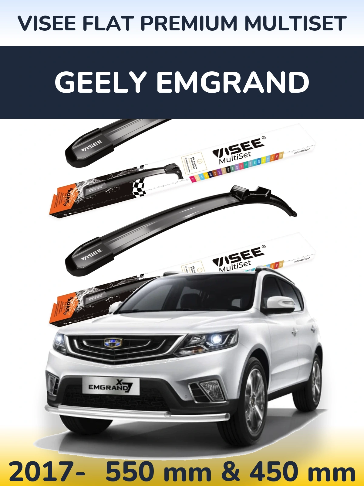 Torkarblad VISEE FLAT PREMIUM MultiSet för Geely Emgrand
