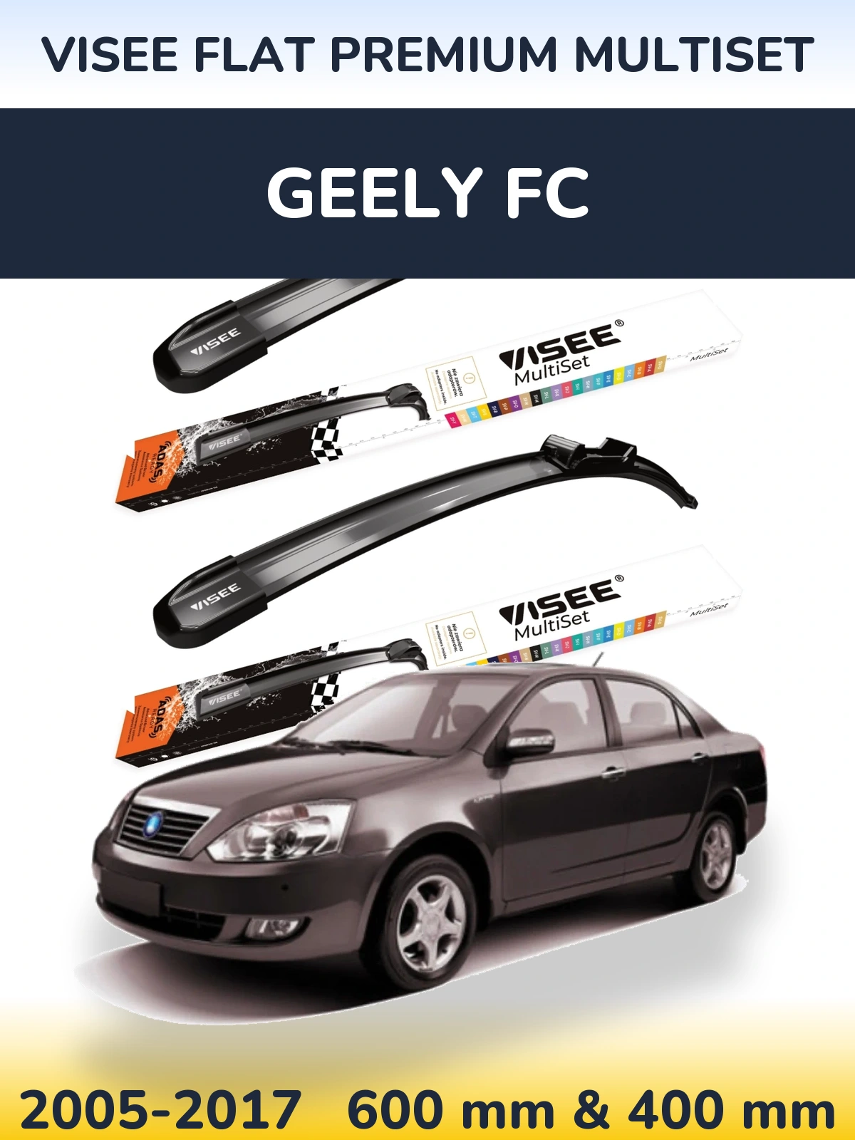 Torkarblad VISEE FLAT PREMIUM MultiSet för Geely FC